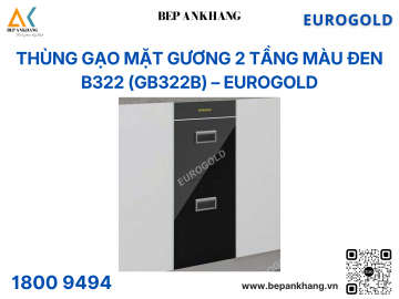 Thùng gạo mặt gương 2 tầng màu đen B322 (GB322B) – Eurogold
